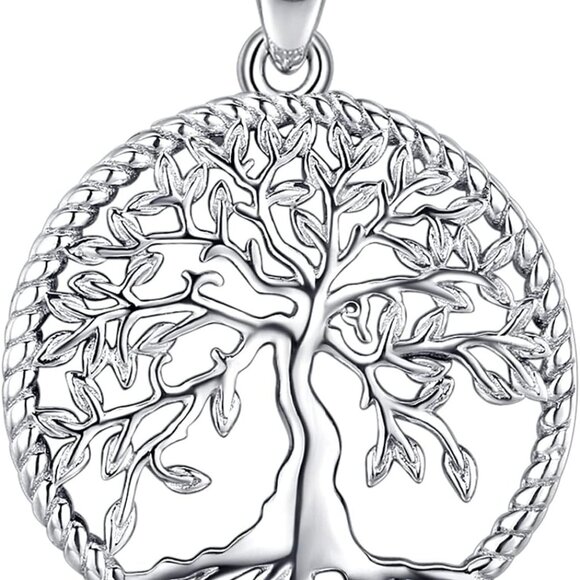 Tree of Life Necklace for Women Sterling Silver Abalone Shell Opal Malachite Cry - Picture 1 of 6